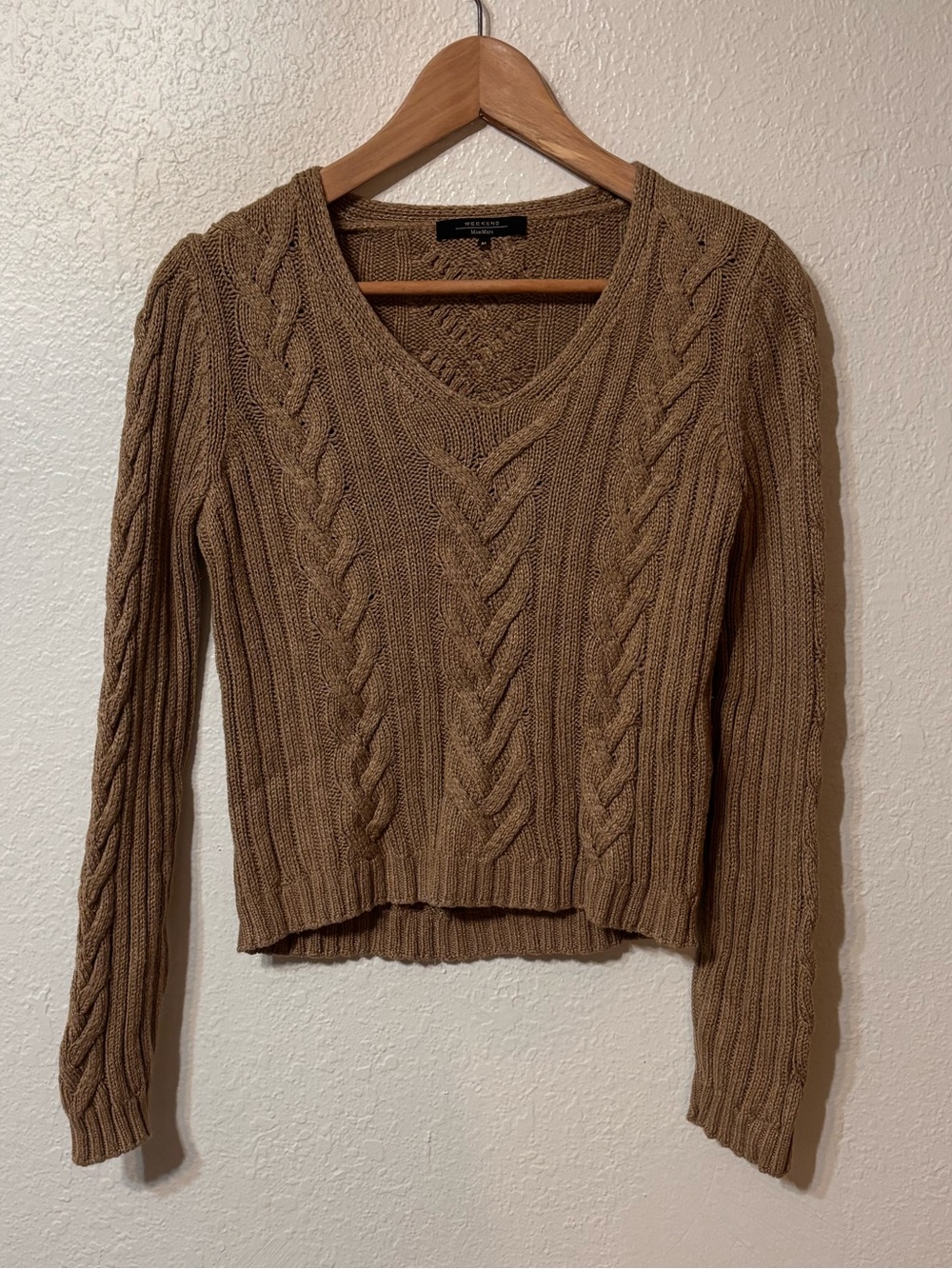 Weekend Max Mara V Neck Cable Knit Sweater Medium